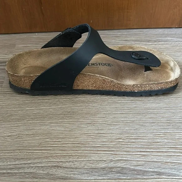Birkenstock Gizeh Buro-flor thong sandal, like new, black size 40. Worn once - Picture 5 of 8